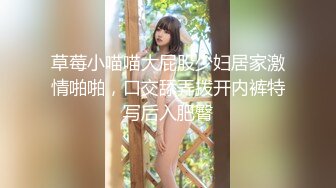 草莓小喵喵大屁股少妇居家激情啪啪，口交舔弄拨开内裤特写后入肥臀